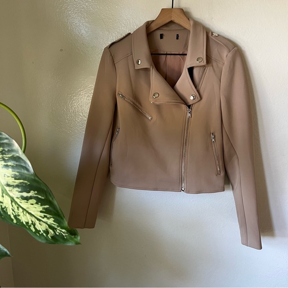 Lulus | Living On the Edge Taupe Moto Jacket - Picture 2 of 6